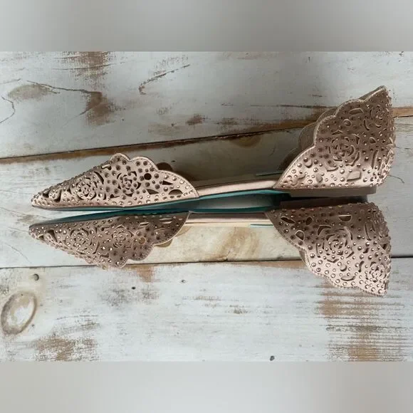 Blue by Betsey Johnson “Lucy” Wedding Flats Lucy formal shoes prom rhinestones - Picture 11 of 11